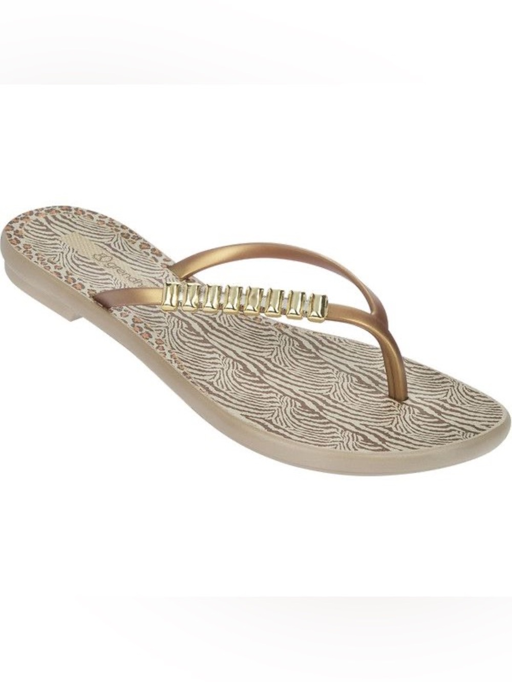 Women's Gold Jewel-Embellished Flip Flop Sandal 8